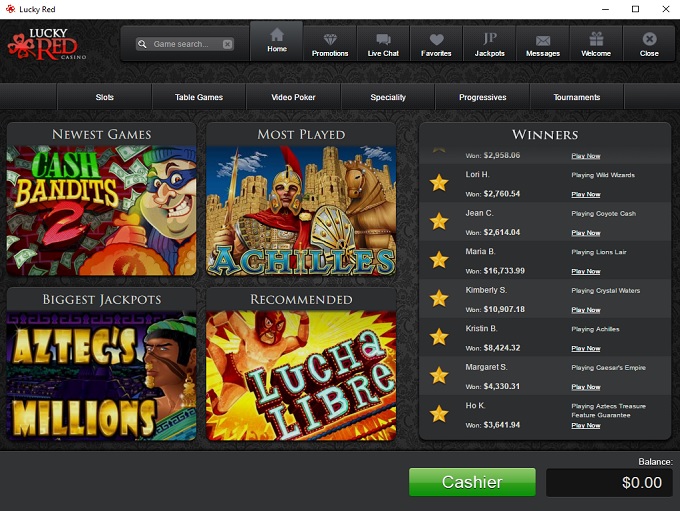 Lucky Red Casino new lobby 