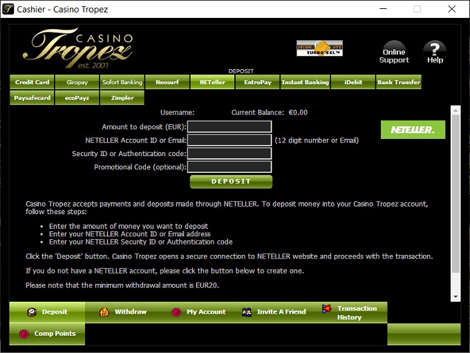Casino Tropez bank 