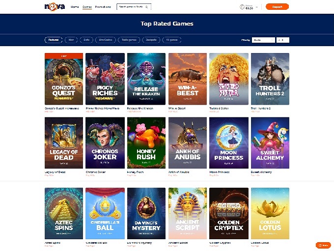 21Nova Casino New Lobby