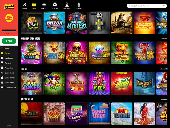 SuperCasino 12.12.2025. Lobby