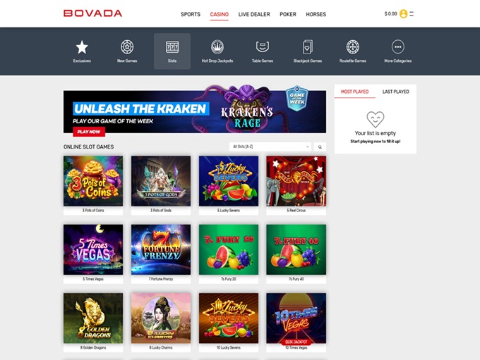 Bovada Casino 20.10.2025. Lobby