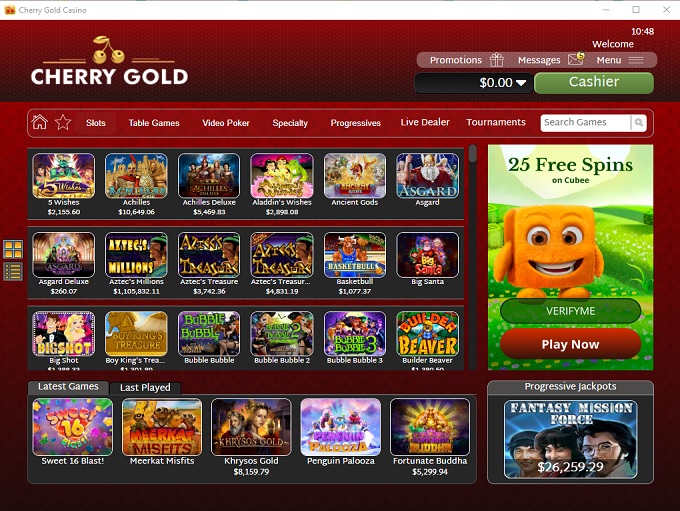 Cherry Gold Casino 19.07.2022. Lobby 
