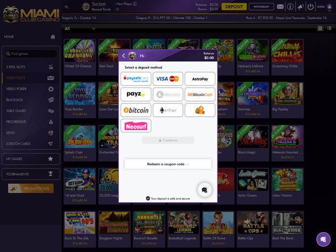 Miami Club Casino 16.10.2025. bank