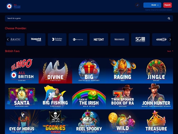 All British Casino 13.12.2021. Lobby 