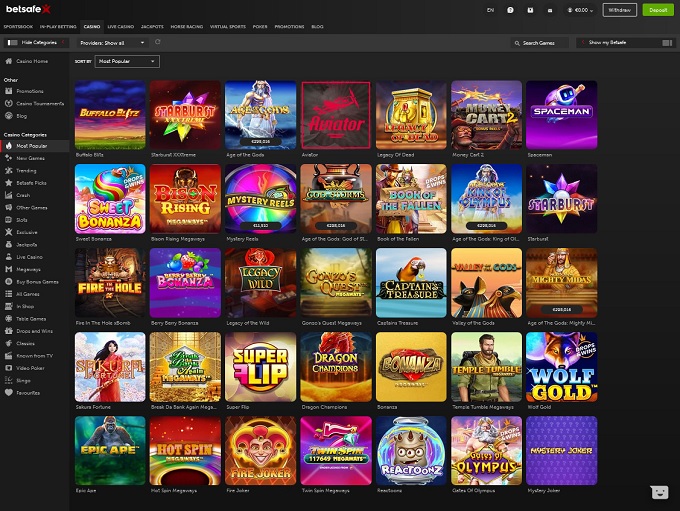 Betsafe Casino 06.01.2023. Lobby 