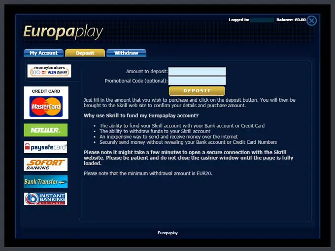 Europaplay Cashier