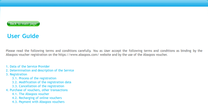 Screenshot of Abaqoos Voucher Page