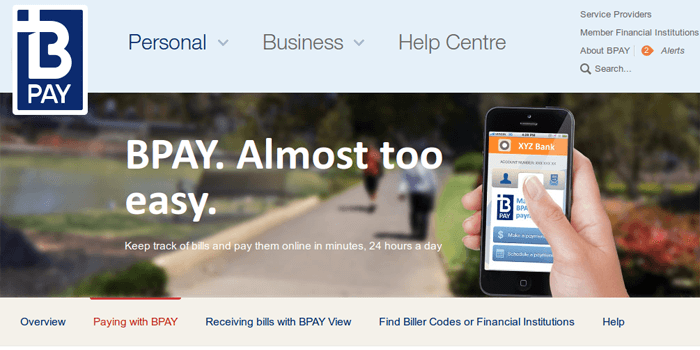 BPAY Paying Screenshot of paying with BPAY page