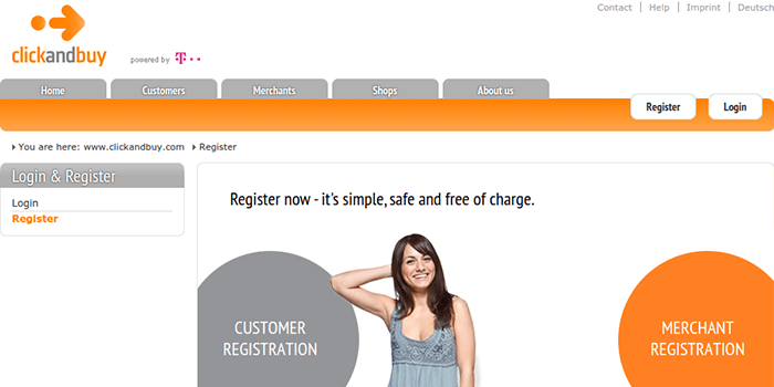 Screenshot of ClickandBuy Registration Page