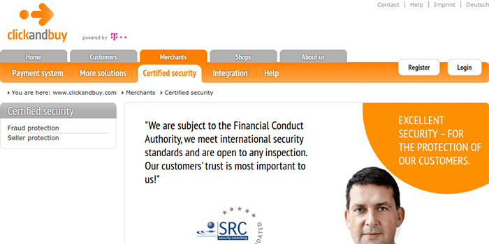 Screenshot of ClickandBuy Seller Protection Page
