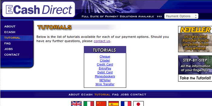 ECash Direct Deposits Page Screenshot of ECash Direct Deposits Page