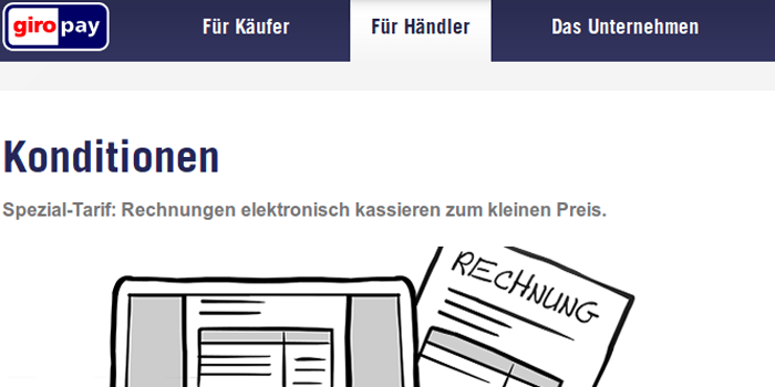 Screenshot of GiroPay Fees Page