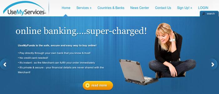 Screenshot of UseMyFunds Home Page