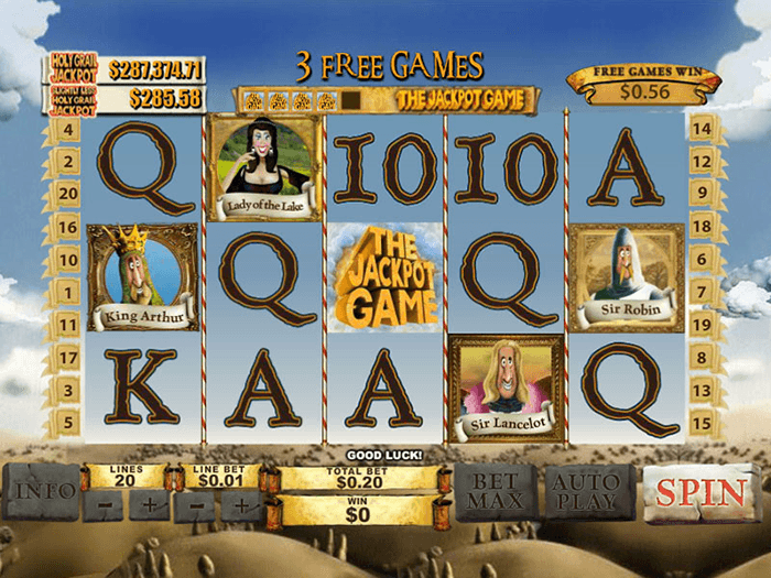 Spamalot Holy Grail Progressive Jackpot Screen